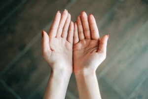 Open hands releasing character defects in Step 6 of Alcoholics Anonymous