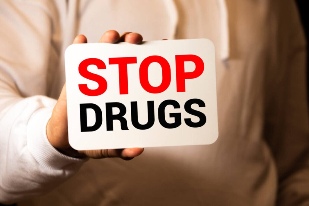 stop drugs text