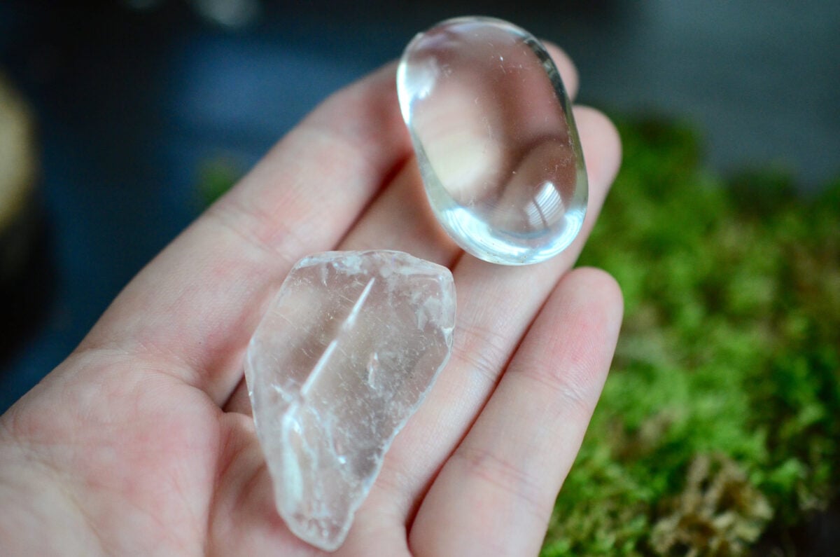 Clear quartz master healing crystal for addiction recovery and mental clarity in sobriety