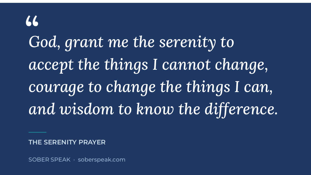 	AA quotes on hope: the Serenity Prayer printed in full on a navy Sober Speak graphic
